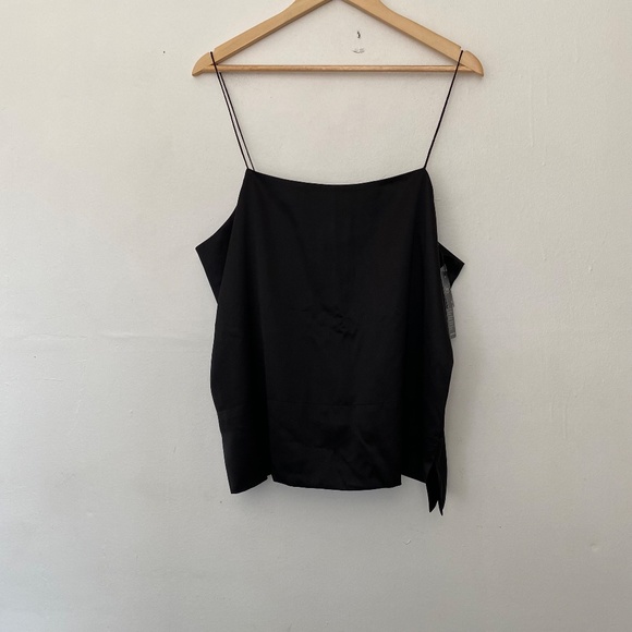 Lily Silk Tops - Black Spaghetti Strap Tank Top